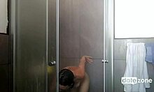 Beautiful girl masturbates perfect tits to shower orgasm