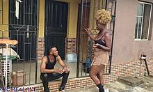 fucking sexy ebony neighbor babe big cock doggystyle while boyfriend waits bent over cowgirl riding