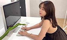 korean babe swaps clothes and teases in her cozy room