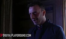 Rough garage punishment rocks goth teen's small tits with monster cock