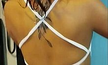 rossy ebony latina slut tries sexy lingerie then takes monster cumshot pounding