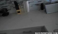 caught my stepdaughter slurping that huge red dildo on the mirror daddy