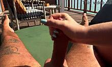 hot busty milf mommy spits on huge cock for sloppy pov handjob on ocean balcony