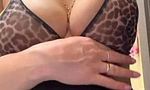 Slut stepmom's milky big tits drip in shower massage turning young friend on