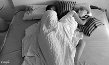 Amateur couple shares a quiet midnight spooning fuck in bed