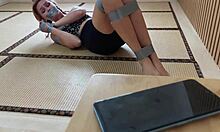 omg my horny girlfriend's tied up gettin punished with vibrator in garage... so hot!