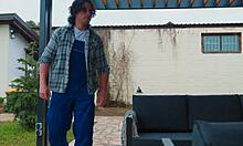 unfaithful milf sneaks out to fuck the gardener rough doggystyle in the yard