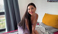 Step sister plays naughty sex game app first time with bro 😈 cums in mouth family fun!