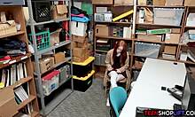 Aussie redhead teen caught shoplifting sucks monster cock to avoid trouble in real store bust