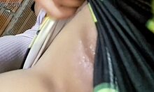 oh damn this fat latina milf's huge natural tits bounce wild on that dildo till she explodes