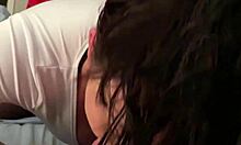 Slutty schoolgirl with big ass bent over for daddy's doggystyle pounding then rides cowgirl before huge cumshot on booty