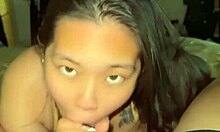 asian babe's morning handjob blowjob ends huge cum mouthful