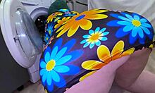 stepmom's hand stuck in washer stepson pounds her big ass doggystyle!