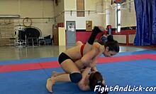 this pussylicking babe wrestles pretty athletic tattooed european dyke hard! 👅🔥💦