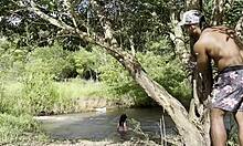 albina takes stranger's raw creampie outdoors after his public jerk-off worship