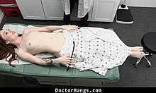 broke patient bends shy redhead nurse over for doggy orgasm