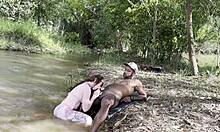 albina takes stranger's raw creampie outdoors after his public jerk-off worship