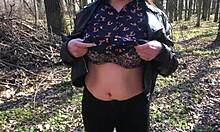 Intense Wife Masturbation While Hubby Jerks Off Outdoors in Nature