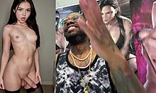 punk trans babe spits on huge girlcock before hands-free cum explosion