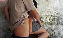 hot short maid grabs my cock fucks while wife gone