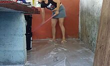 hot short maid grabs my cock fucks while wife gone