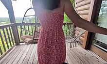 redhead slut teases cock with outdoor grinding lapdance