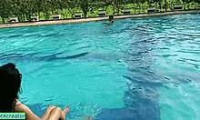 18yr boy bends hot asian model over pool for rough romantic doggystyle pounding