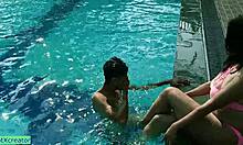 18yr boy bends hot asian model over pool for rough romantic doggystyle pounding