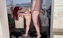 dude stepson pulls off stepmom's robe and boom she's totally naked under there ready for monster cock action!!