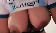 watch me masturbate hard with my game shirt pulled up over huge tits