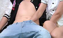 Blonde stepmom strokes monster cock to huge cumshot