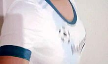 watch me masturbate hard with my game shirt pulled up over huge tits