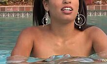 doing laps wears out ebony babe so girlfriend cheers with poolside licks 😘👙💦