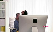 brunette whore crushes on boyfriend's dad gets facefucked doggystyle riding