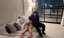 masked stranger ties my neck and forces sloppy strap-on deepthroat domination