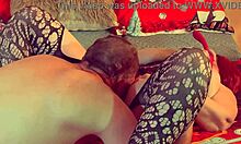 granny unwraps her christmas treat with a naughty lick before taking a hard dick deep and getting creamed