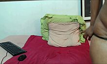 Ebony babe spreads long pussy lips for huge dildo solo fat ass tease