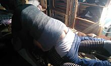 damn lighting up at night while banging her with that green thong pulled aside