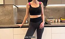 Wife's sister sneaks in for bent over doggystyle while wife cooks! Real Russian amateur cheating with english subs