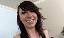 slutty brunette teen takes massive white cock pounding in shaved pussy nonstop