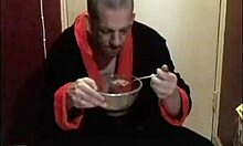 bisexual dude slurps his piss and cum soaked coco pops fetish breakfast