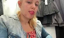 Shaved Fat BBW Teases Pussy Fingers in Extreme Public Spot