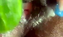 CAN YOU MAKE THAT PUSSY DRIP with creampie in see-through cucumber play