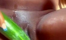 CAN YOU MAKE THAT PUSSY DRIP with creampie in see-through cucumber play