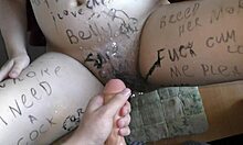 big boobed bbw wife blindfolded hitachi orgasms in fake bukkake gangbang