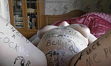 big boobed bbw wife blindfolded hitachi orgasms in fake bukkake gangbang