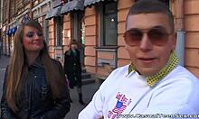 random pickup bends over horny teen for casual doggystyle pounding and creampie