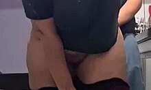 thick stepmom bends over kitchen counter for taboo doggystyle pounding