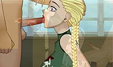 street cosplay fight turns into bent over doggystyle facial cumshot on girlfriend in cammy outfit