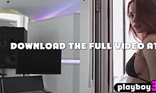 petite redhead babe strips clothes revealing perfect naked body in steamy posing tease session